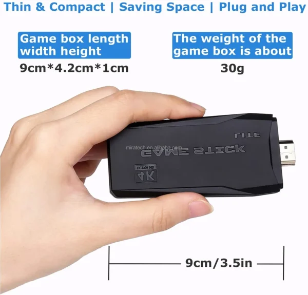 M8 TV game stick – 64GB, 20,000 games, 2 wireless controllers, 4K output