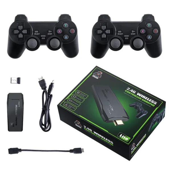M8 TV game stick – 64GB, 20,000 games, 2 wireless controllers, 4K output